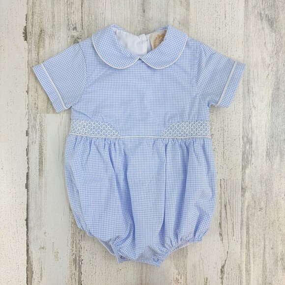 The Beaufort Bonnet Company Brently Bubble Buckhead Blue Mini Check Sz 18 24 M
